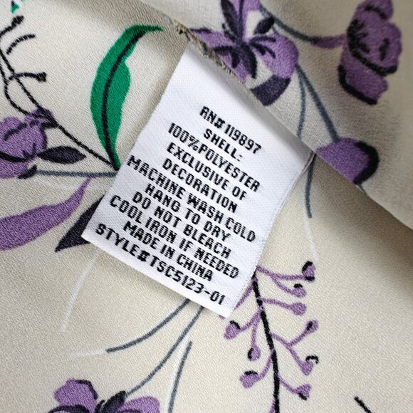 Collective Concepts Cream Purple Floral Blouse Peplum Hem Top XL - Picture 6 of 7